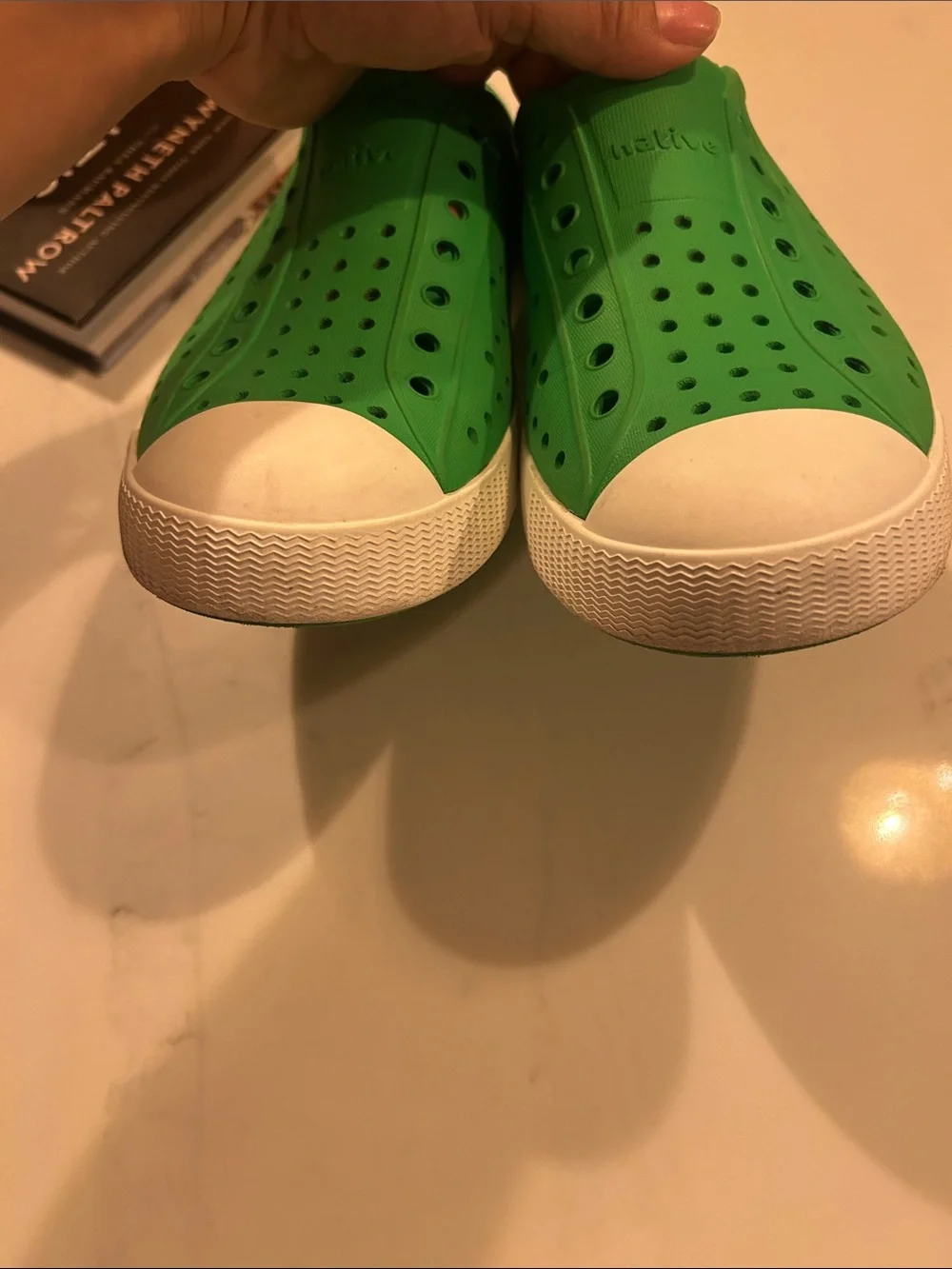 Native Kids Green Slip-On Water Shoes with White Toe Caps